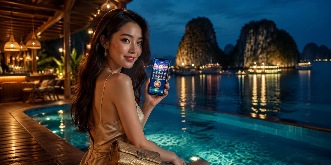 Cảnh vịnh Hạ Long với người dùng xem kết quả xổ số trực tuyến bên tách cà phê