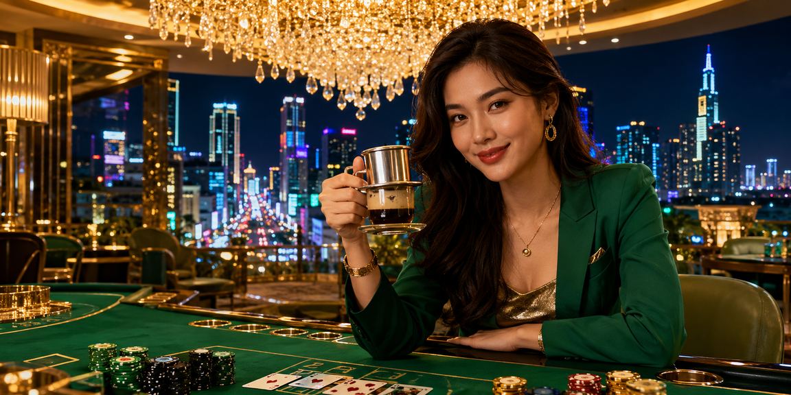 Người dùng tại TP. Hồ Chí Minh chơi baccarat trực tuyến trong quán cà phê buổi tối